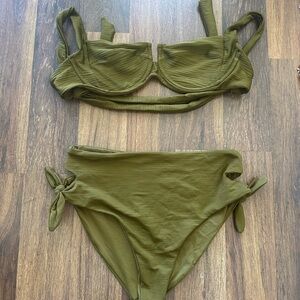 L*space Cameilla bikini top high waisted bottoms cut out tie detail sz l